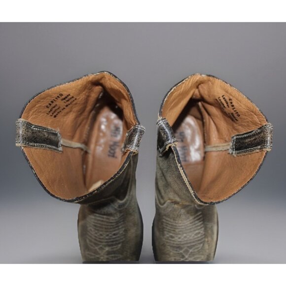 Miz Mooz Carlito Western Boots Sz 7 Gray Tan Distressed Short Cowgirl Booties - Picture 5 of 13
